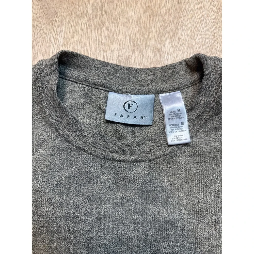 Farah Vintage Mens Brown Olive Knit Crewneck Sweater Size M Long Sleeve